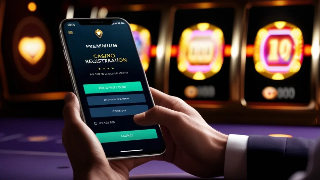 Mobile bonus code entry screen in a dim casino-themed setting