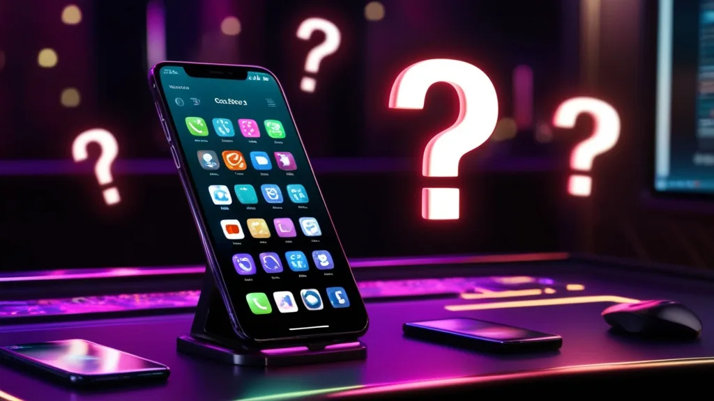 Casino help desk style scene with a phone and glowing question marks