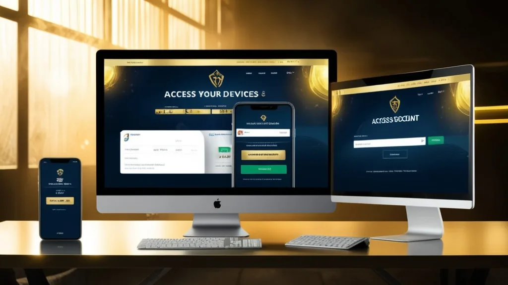 Smartphone and desktop showing the same casino login page in a dark setting