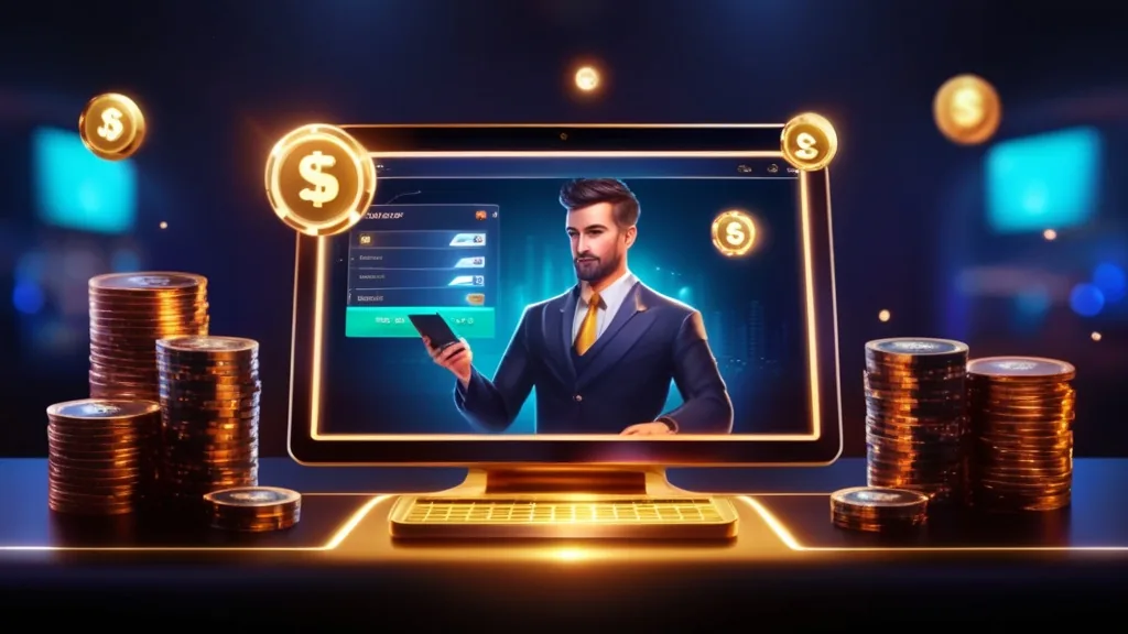 Player checking casino payment methods on a glowing cashier screen
