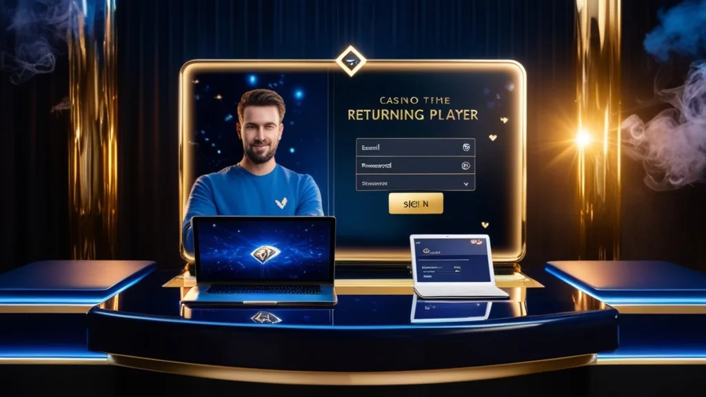 Returning player checking login details on a dark casino-themed sign-in screen